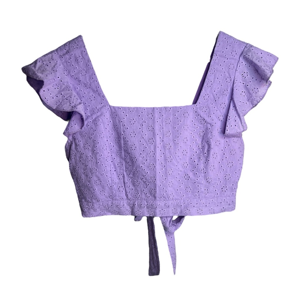 Purple Open Back Tie Back Crop Top